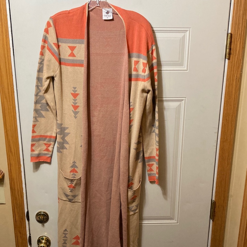 Tribal Pattern Long Cardigan L‎